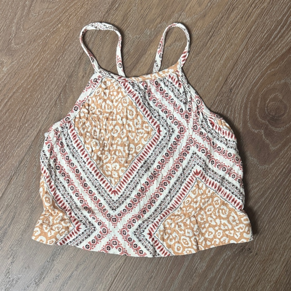 Zara Kids Tan and Red Patterned Tank Top
